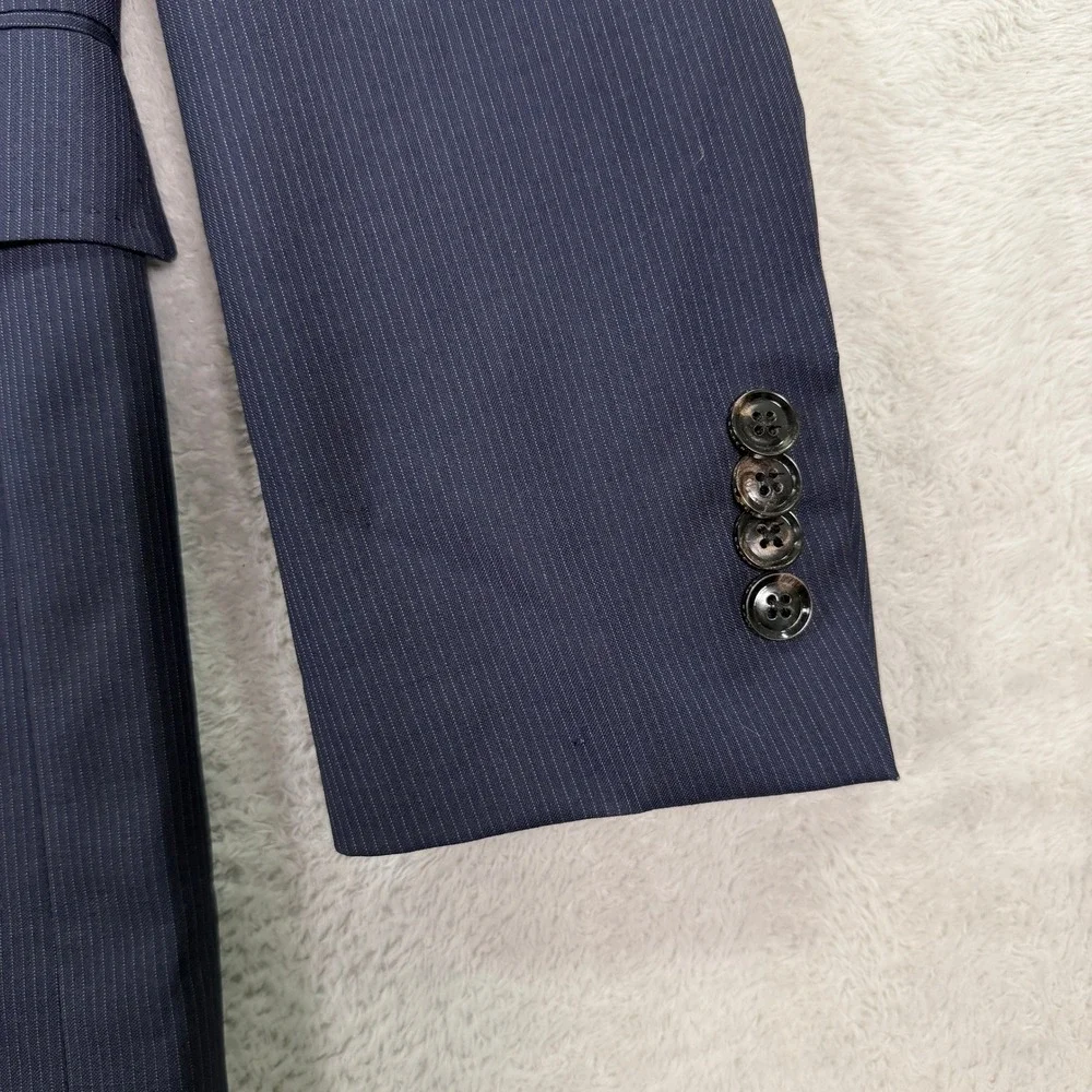 Ted Baker Mens 38R Endurance Jay CT Suit Navy Blue Pinstripe Wool Pants 34x31 - Picture 3 of 16